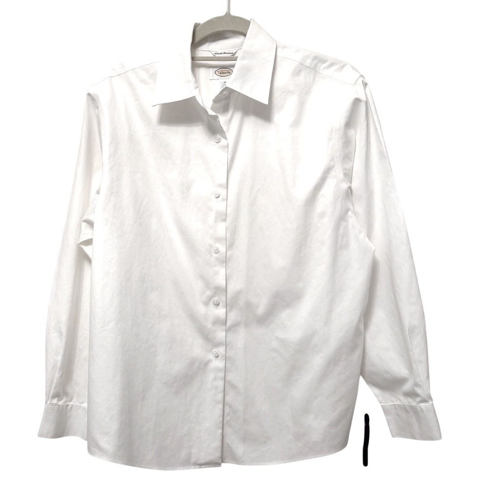 Talbots Womens White Wrinkle Resistant Cotton Button Down Shirt Size 10 Long Slv